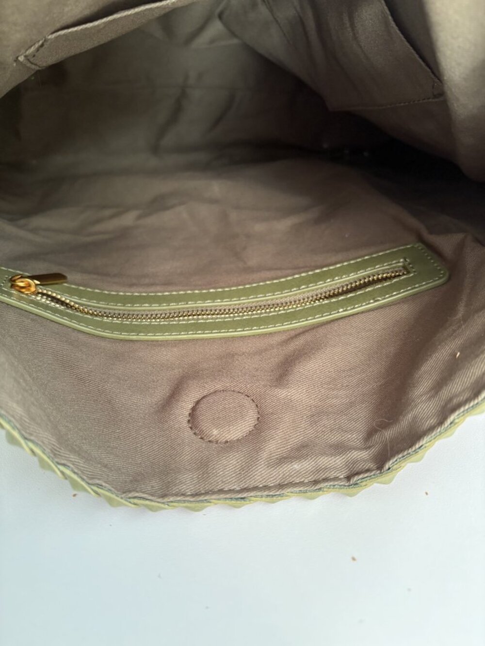 Olive Green Woven Shoulder Bag Quiet Luxury Boho Chic Tote - Picture 7 of 7